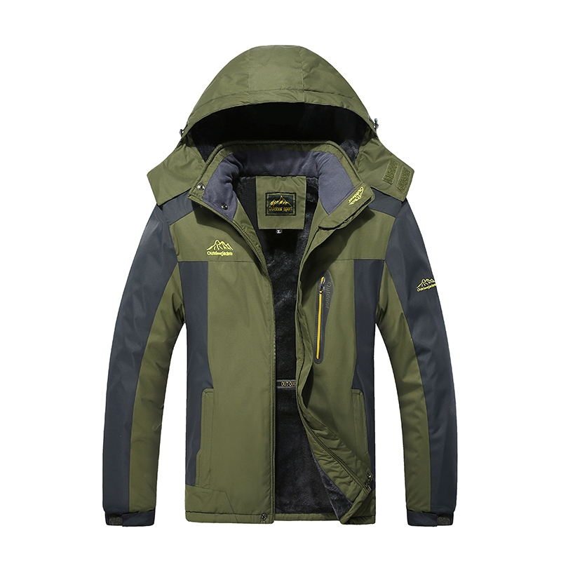 汉坤冬季男士加长绒加厚户外冲锋衣防风保暖防水透气大码防寒服外套 